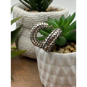 Sterling Silver Dot Hoop Post Earrings Bali Silver